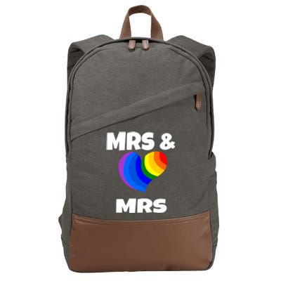 Mrs And Mrs Lgbtq Valentines Day Matching Couple Gift Lesbian Funny Gift Cotton Canvas Backpack