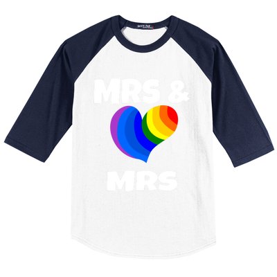 Mrs And Mrs Lgbtq Valentines Day Matching Couple Gift Lesbian Funny Gift Baseball Sleeve Shirt