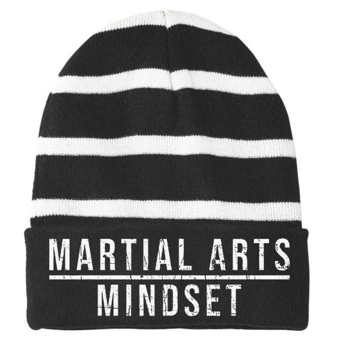 Martial Arts Mindset Martial Artist Vintage Striped Beanie with Solid Band