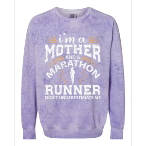 Mother And Marathon Runner Great Gift Funny Mom Gift Colorblast Crewneck Sweatshirt