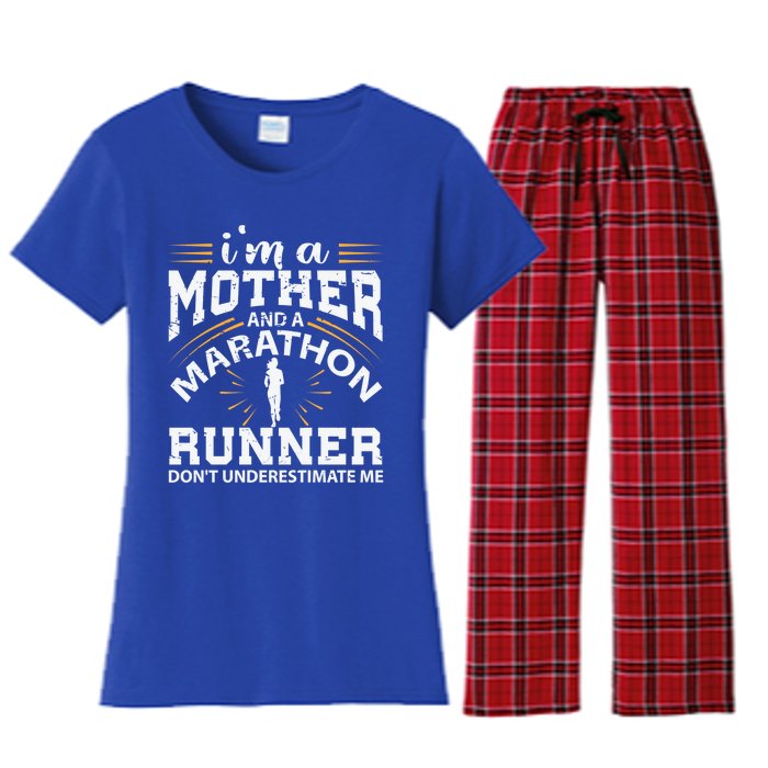 Mother And Marathon Runner Great Gift Funny Mom Gift Women's Flannel Pajama Set