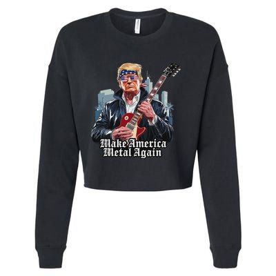 Make America Metal Again Trump Rock Heavy Music Thrash Cropped Pullover Crew