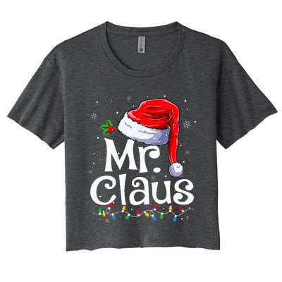 Mr and Mrs Claus Couples Matching Christmas Pajamas Santa  Women's Crop Top Tee