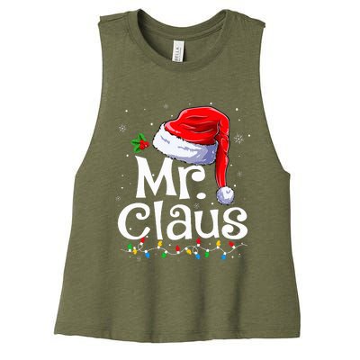 Mr and Mrs Claus Couples Matching Christmas Pajamas Santa  Women's Racerback Cropped Tank