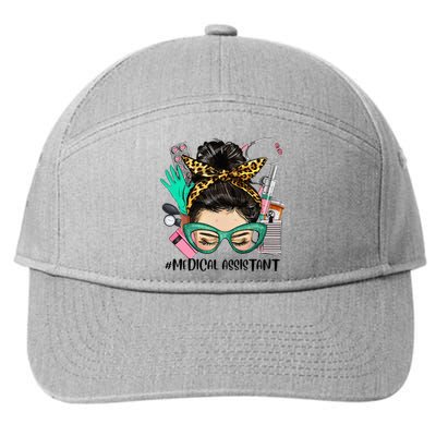 MEDICAL ASSISTANT Messy Bun Afro Hair Nurse Life Healthcare 7-Panel Snapback Hat