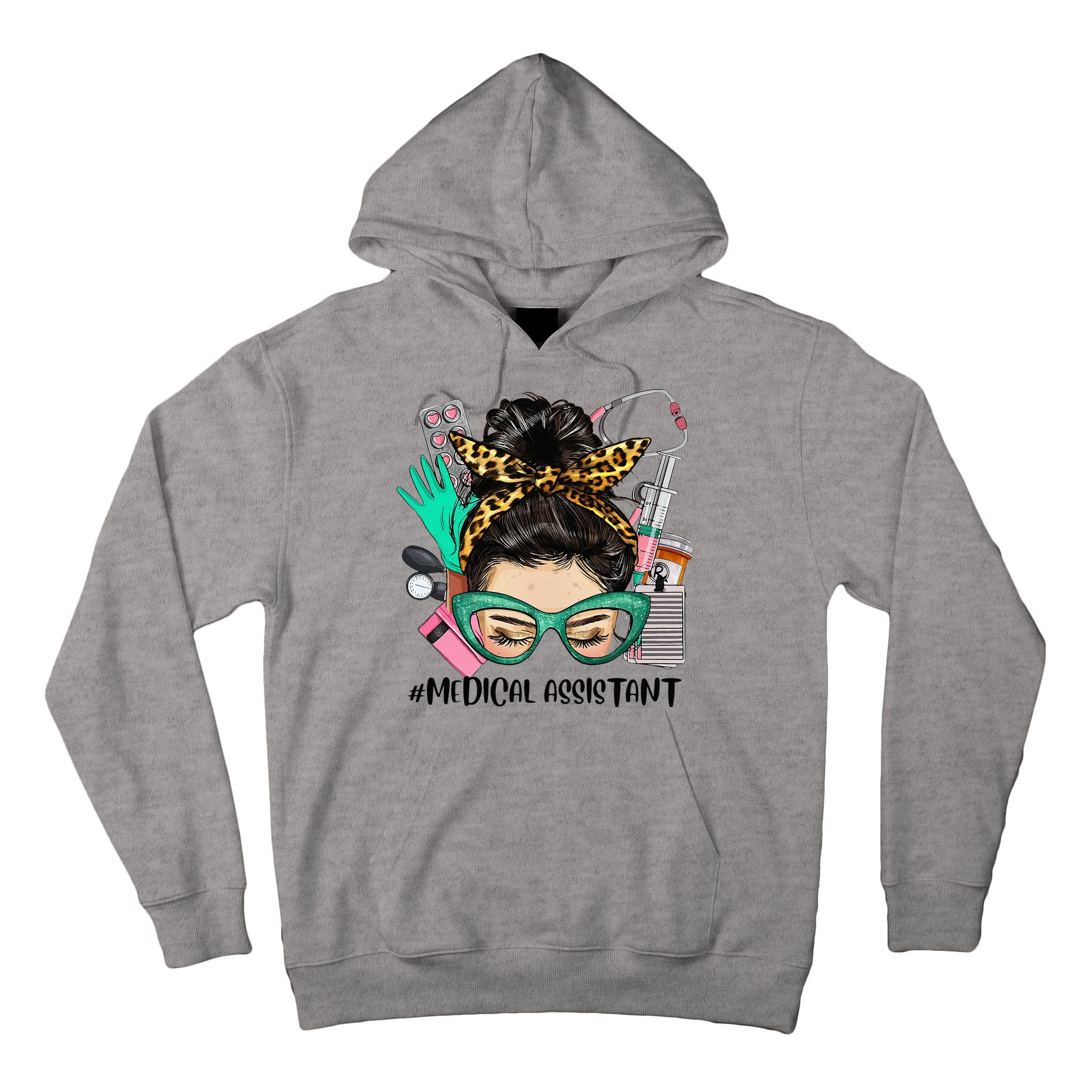 MEDICAL ASSISTANT Messy Bun Afro Hair Nurse Life Healthcare Tall Hoodie