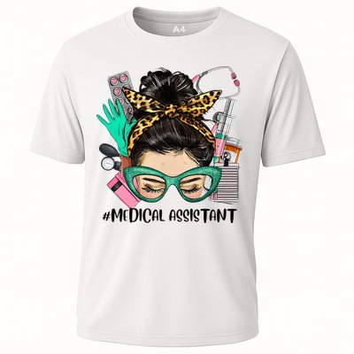 MEDICAL ASSISTANT Messy Bun Afro Hair Nurse Life Healthcare Performance Shirt