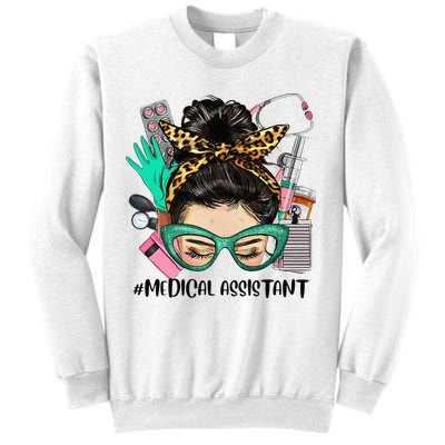 MEDICAL ASSISTANT Messy Bun Afro Hair Nurse Life Healthcare Sweatshirt