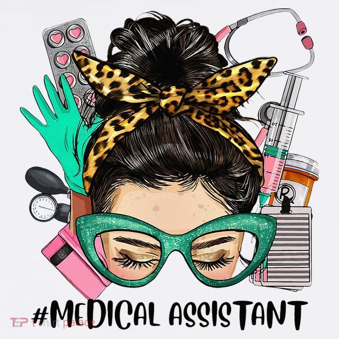 MEDICAL ASSISTANT Messy Bun Afro Hair Nurse Life Healthcare Premium T-Shirt