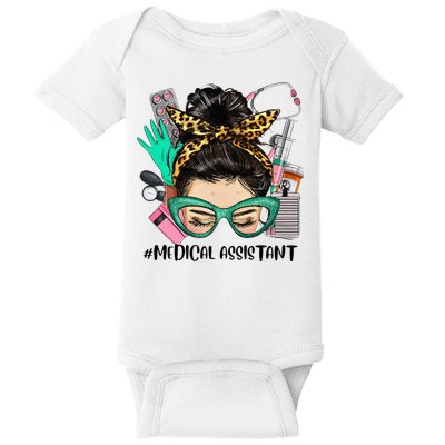 MEDICAL ASSISTANT Messy Bun Afro Hair Nurse Life Healthcare Baby Bodysuit