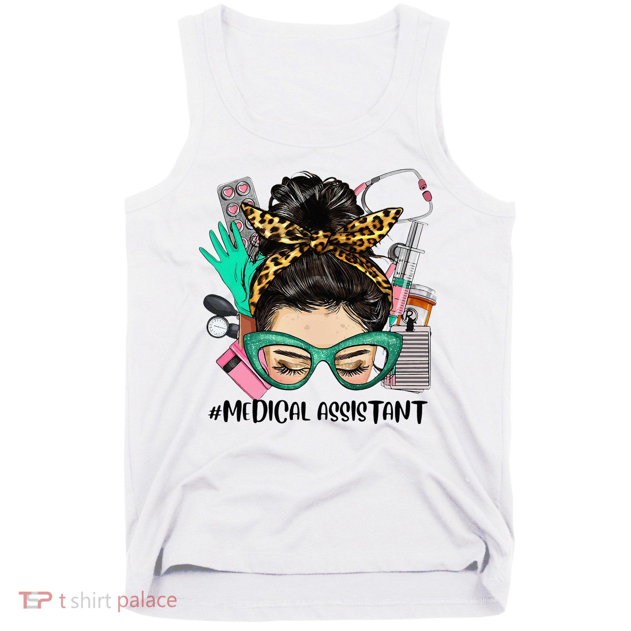 MEDICAL ASSISTANT Messy Bun Afro Hair Nurse Life Healthcare Tank Top