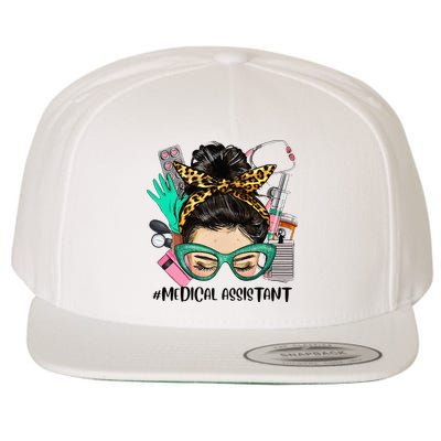MEDICAL ASSISTANT Messy Bun Afro Hair Nurse Life Healthcare Wool Snapback Cap