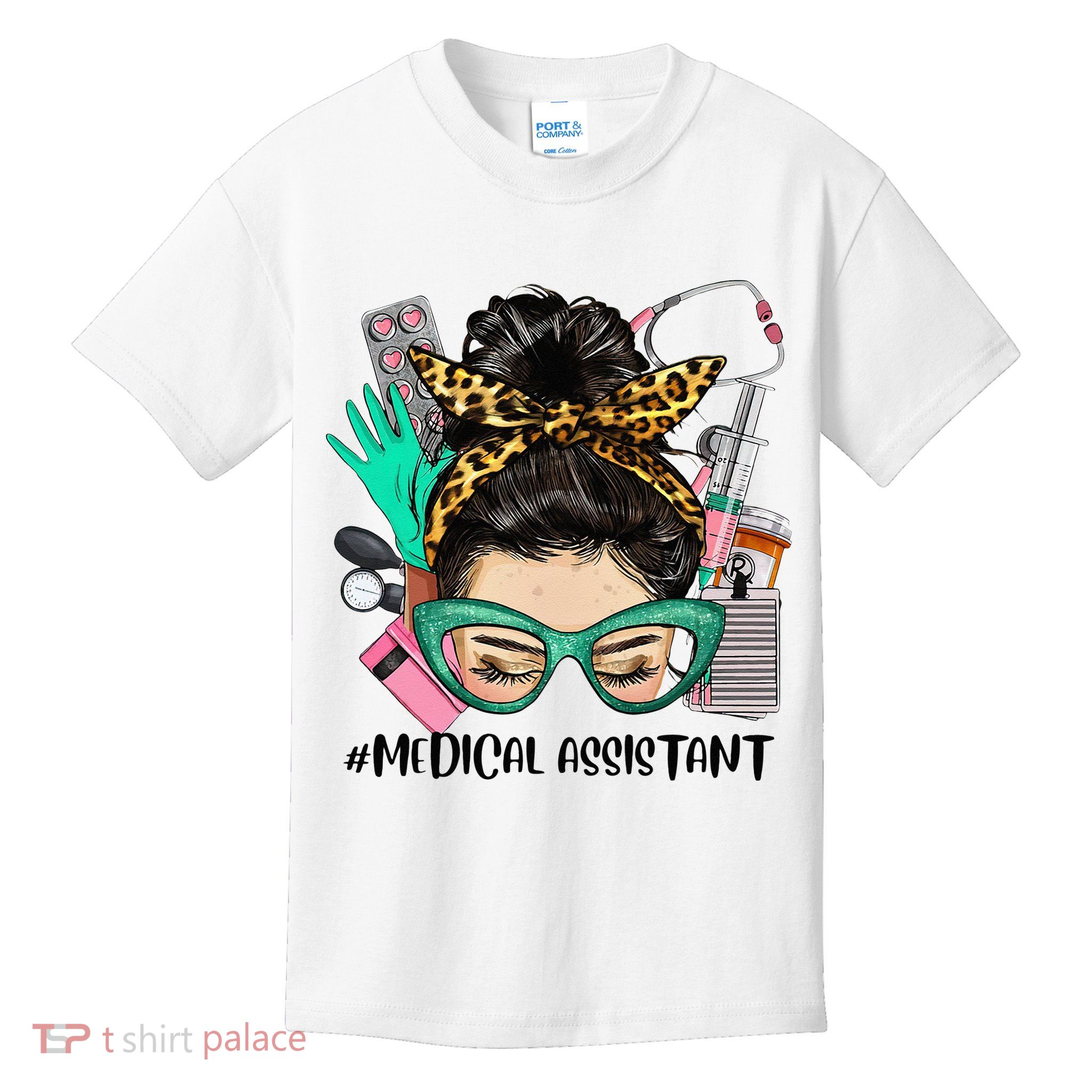MEDICAL ASSISTANT Messy Bun Afro Hair Nurse Life Healthcare Kids T-Shirt