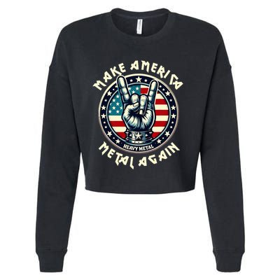 Make America Metal Again Trump Rock Heavy Music Thrash Cropped Pullover Crew