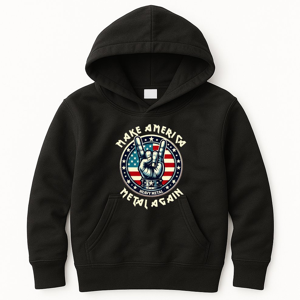 Make America Metal Again Trump Rock Heavy Music Thrash Kids Hoodie