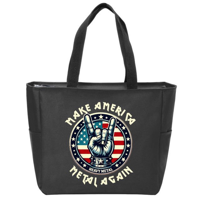 Make America Metal Again Trump Rock Heavy Music Thrash Zip Tote Bag
