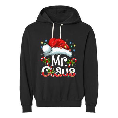 Mr And Mrs Claus Couples Matching Christmas Pajamas Santa Garment-Dyed Fleece Hoodie