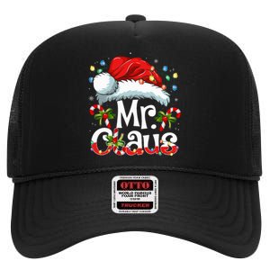 Mr And Mrs Claus Couples Matching Christmas Pajamas Santa High Crown Mesh Back Trucker Hat