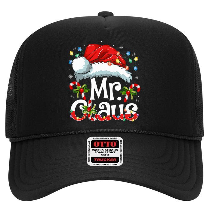 Mr And Mrs Claus Couples Matching Christmas Pajamas Santa High Crown Mesh Back Trucker Hat