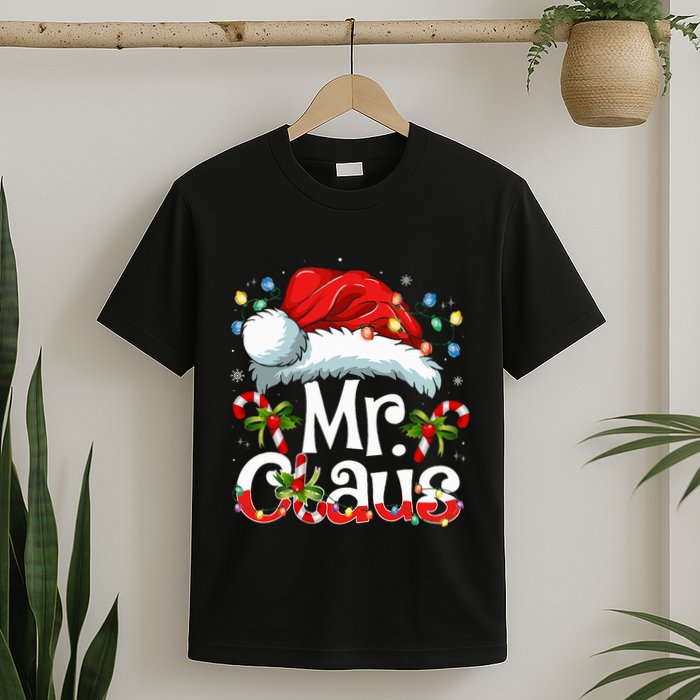 Mr And Mrs Claus Couples Matching Christmas Pajamas Santa T-Shirt