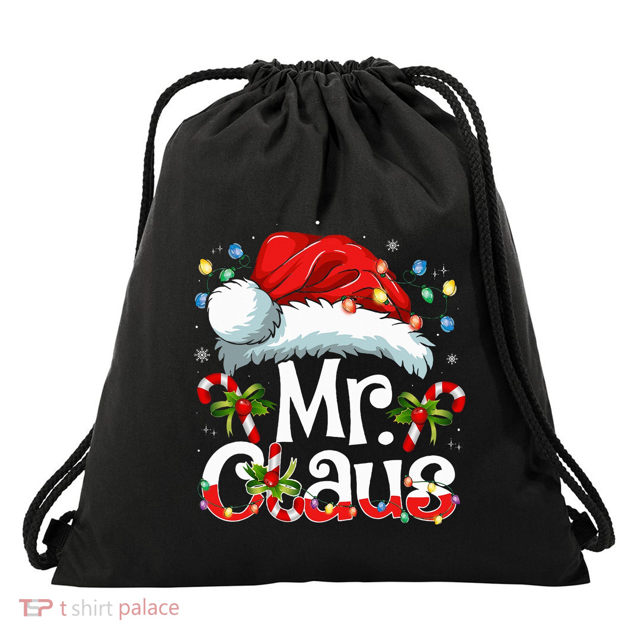 Mr And Mrs Claus Couples Matching Christmas Pajamas Santa Drawstring Bag
