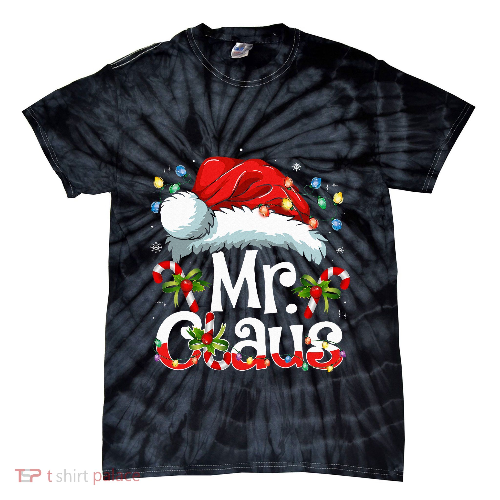 Mr And Mrs Claus Couples Matching Christmas Pajamas Santa Tie-Dye T-Shirt