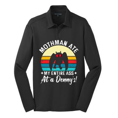 Mothman Ate My Entire Ass Mothman Cryptid Silk Touch Performance Long Sleeve Polo