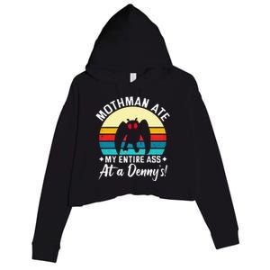 Mothman Ate My Entire Ass Mothman Cryptid Crop Fleece Hoodie