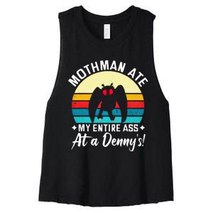 Mothman Ate My Entire Ass Mothman Cryptid Women's Racerback Cropped Tank