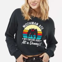 Mothman Ate My Entire Ass Mothman Cryptid Cropped Pullover Crew