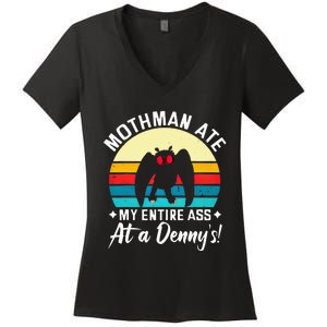 Mothman Ate My Entire Ass Mothman Cryptid Women's V-Neck T-Shirt