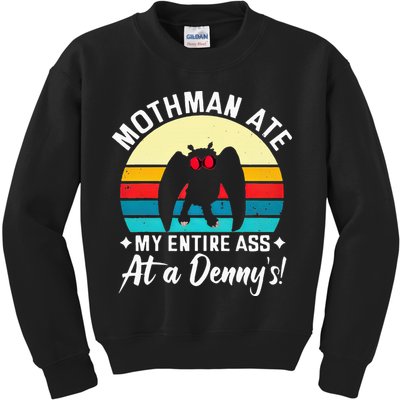 Mothman Ate My Entire Ass Mothman Cryptid Kids Sweatshirt