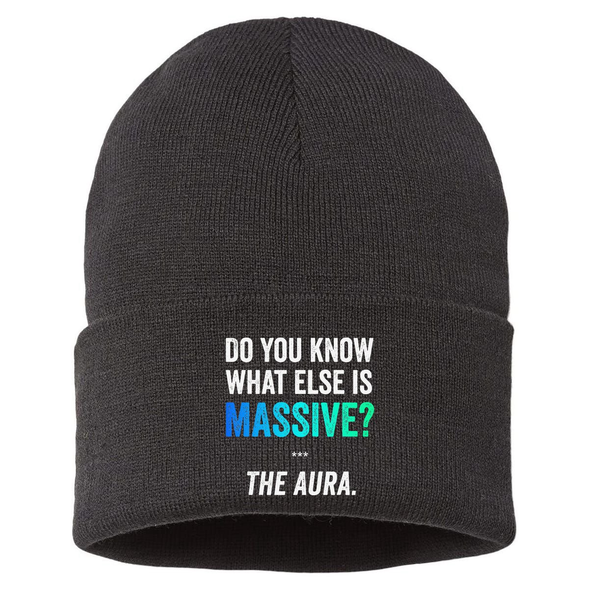 Massive Aura Meme Funny Gen Z Slang Gaming Meme Aura Sustainable Knit Beanie