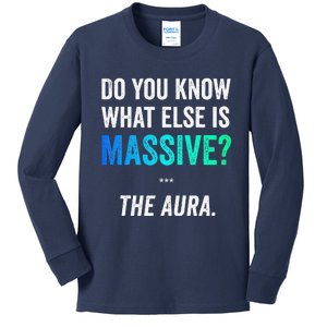 Massive Aura Meme Funny Gen Z Slang Gaming Meme Aura Kids Long Sleeve Shirt