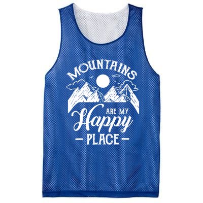 Mountains Are My Happy Place Hiking Lover Gift Funny Gift Mesh Reversible Basketball Jersey Tank