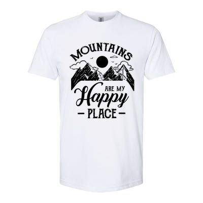 Mountains Are My Happy Place Hiking Lover Gift Funny Gift Softstyle CVC T-Shirt