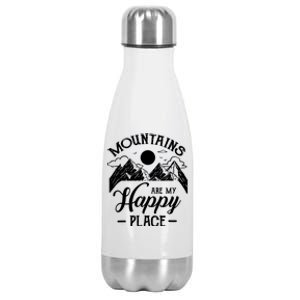 Mountains Are My Happy Place Hiking Lover Gift Funny Gift Stainless Steel Insulated Water Bottle