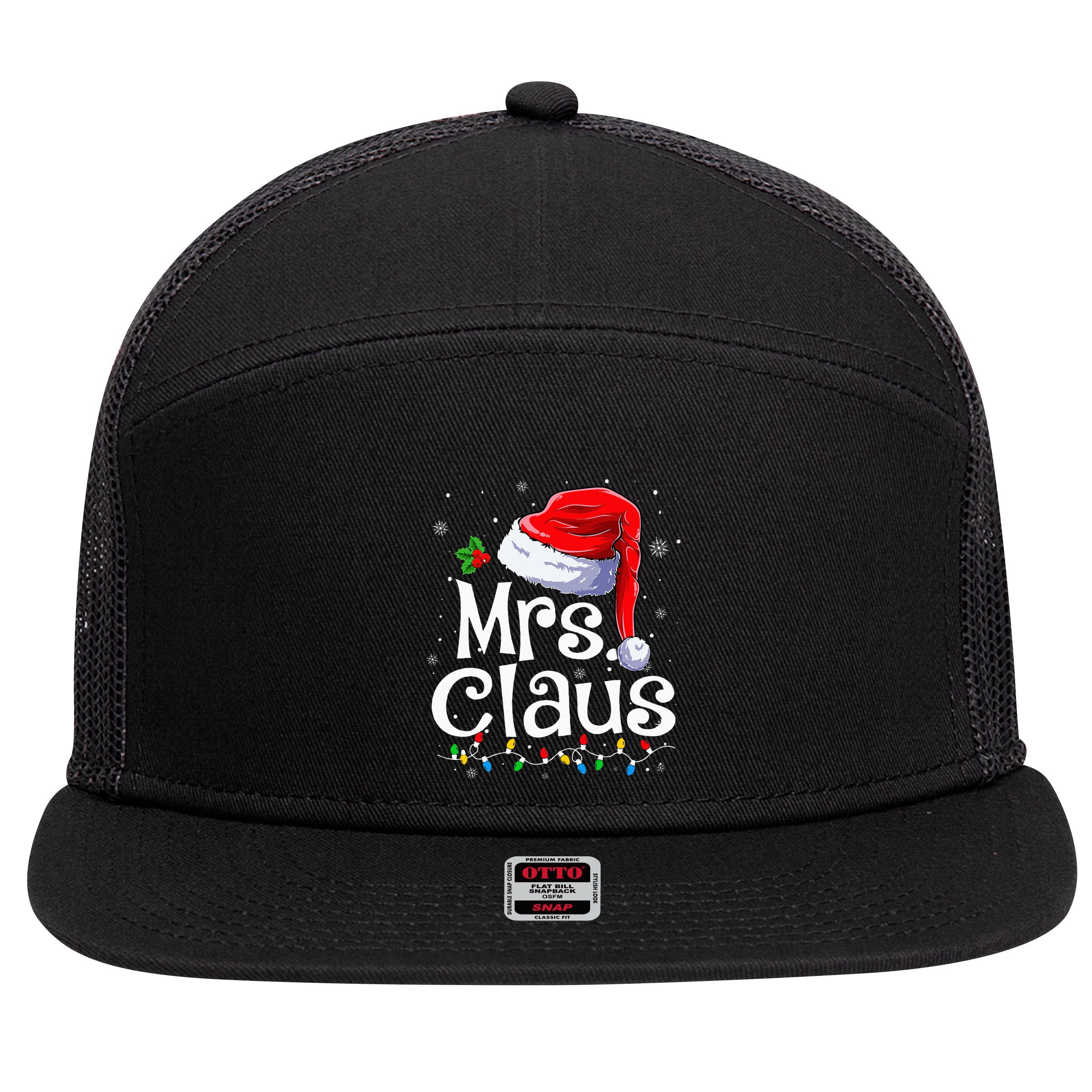 Mr and Mrs Claus Couples Matching xmas Pajamas Santa  7 Panel Mesh Trucker Snapback Hat