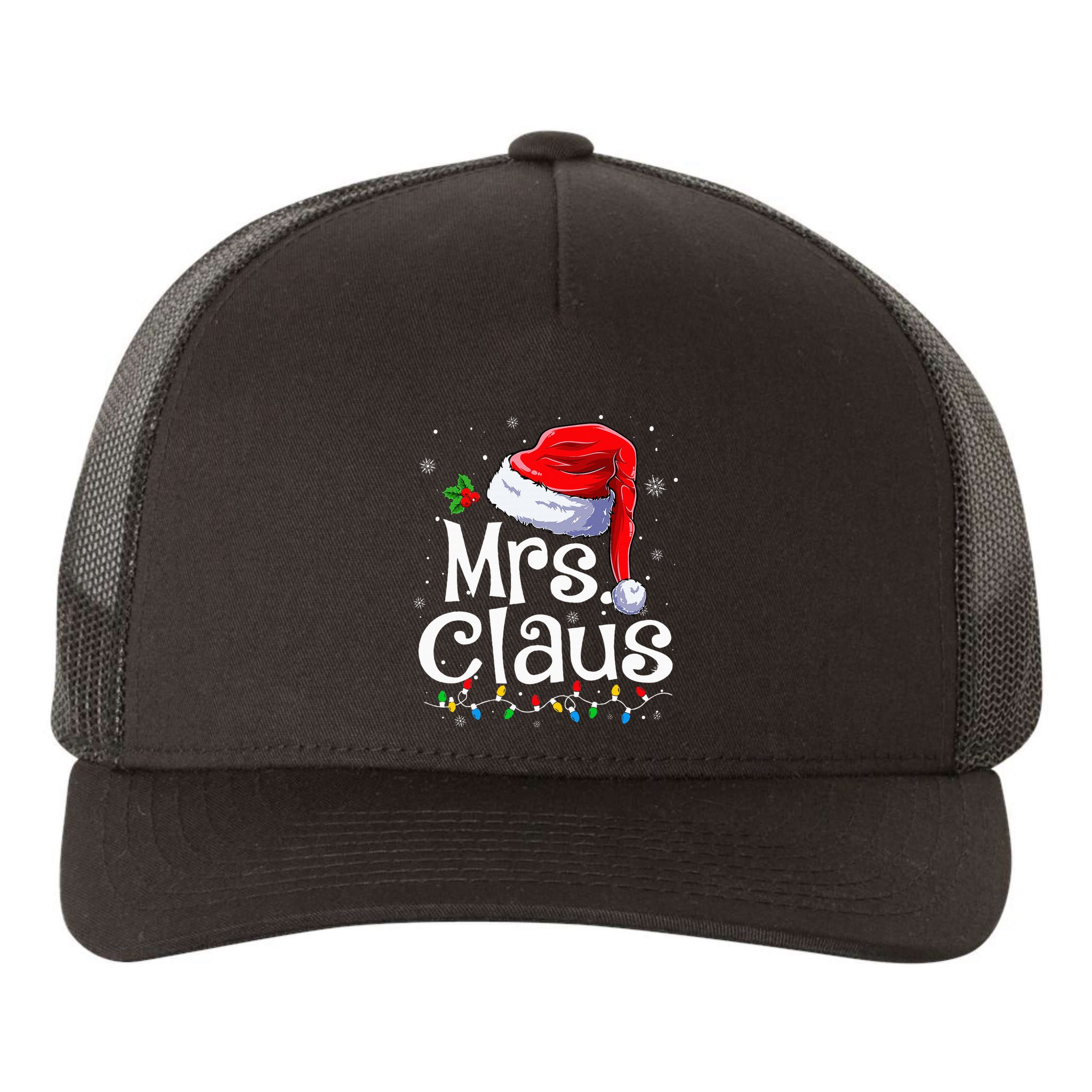 Mr and Mrs Claus Couples Matching xmas Pajamas Santa  Yupoong Adult 5-Panel Trucker Hat