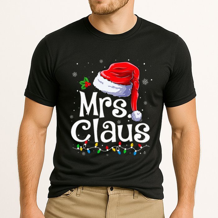 Mr and Mrs Claus Couples Matching xmas Pajamas Santa  Cooling Performance Crew T-Shirt