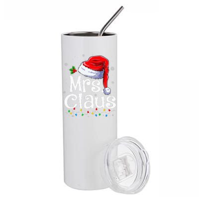 Mr and Mrs Claus Couples Matching xmas Pajamas Santa  Stainless Steel Tumbler