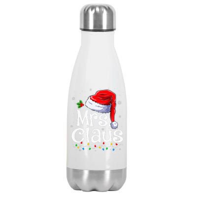 Mr and Mrs Claus Couples Matching xmas Pajamas Santa  Stainless Steel Insulated Water Bottle