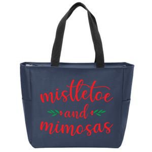 Mistletoe And Mimosas Cute Christmas Holiday Funny Mom Gift Zip Tote Bag