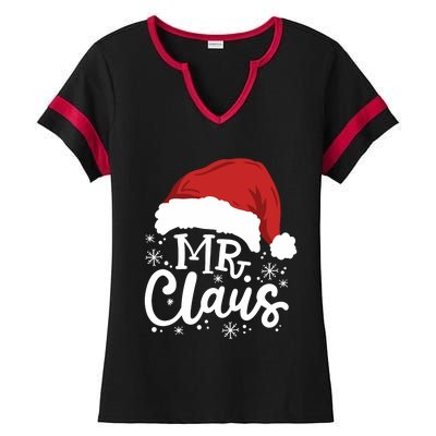 Mr And Mrs Santa Claus Funny Couples Matching Christmas Long Sleeve Ladies Halftime Notch Neck Tee