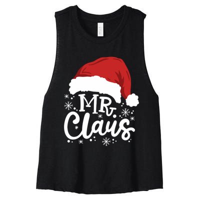 Mr And Mrs Santa Claus Funny Couples Matching Christmas Long Sleeve Women's Racerback Cropped Tank