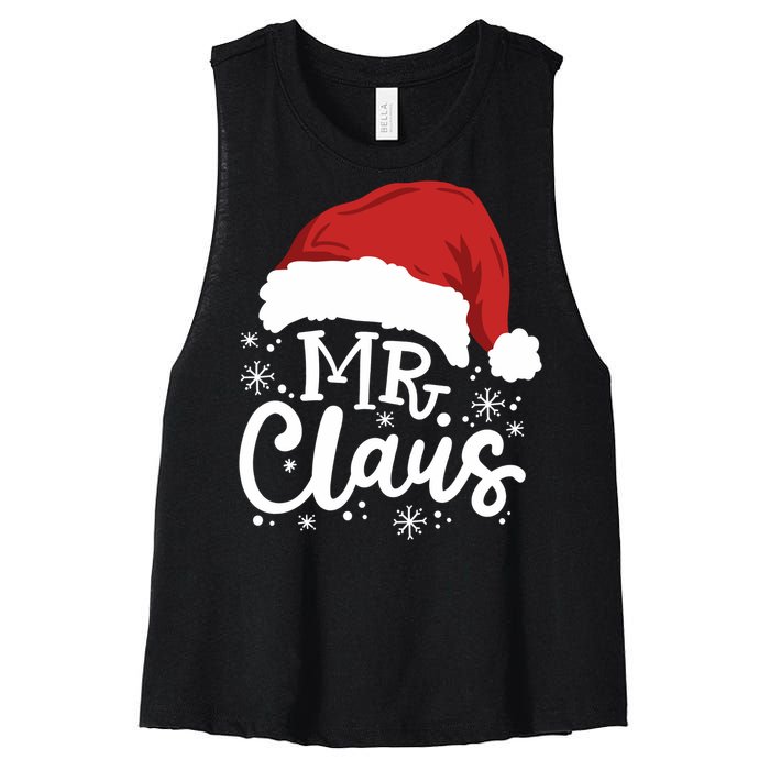 Mr And Mrs Santa Claus Funny Couples Matching Christmas Long Sleeve Women's Racerback Cropped Tank