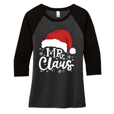 Mr And Mrs Santa Claus Funny Couples Matching Christmas Long Sleeve Women's Tri-Blend 3/4-Sleeve Raglan Shirt