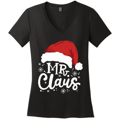 Mr And Mrs Santa Claus Funny Couples Matching Christmas Long Sleeve Women's V-Neck T-Shirt