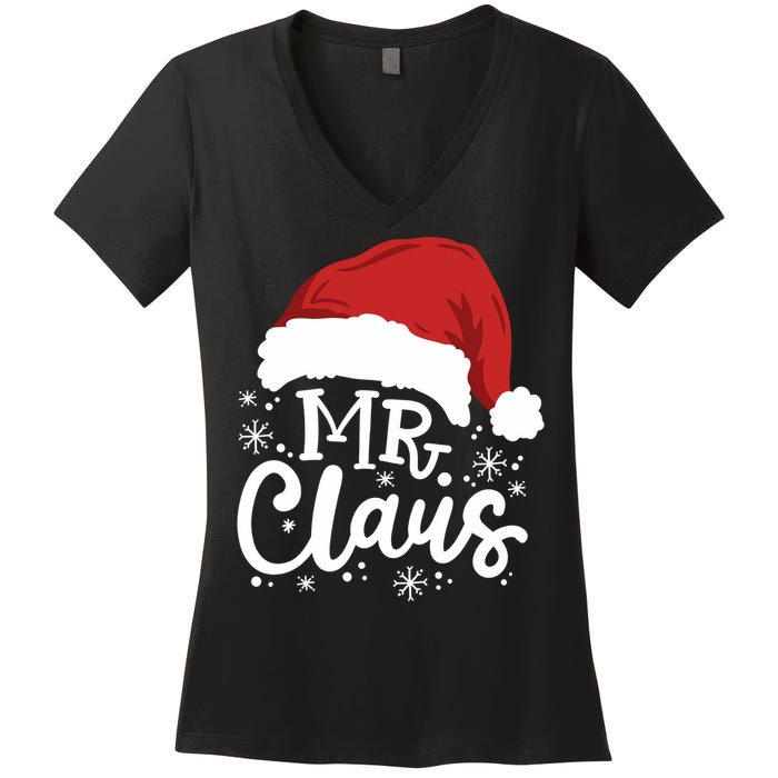 Mr And Mrs Santa Claus Funny Couples Matching Christmas Long Sleeve Women's V-Neck T-Shirt