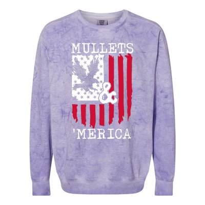 Mullets And Merica Mullet Eagle Flag | Party In The Back Colorblast Crewneck Sweatshirt